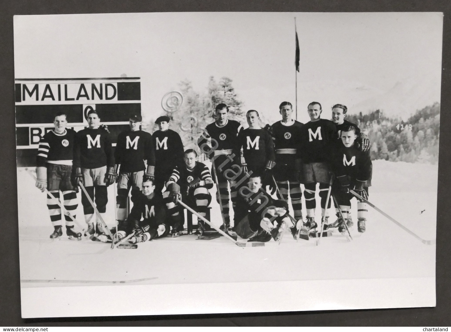 Hockey Su Ghiaccio - Fotografia Giocatori Hockey Club Milano - 1960 Ca. RARA - Altri & Non Classificati