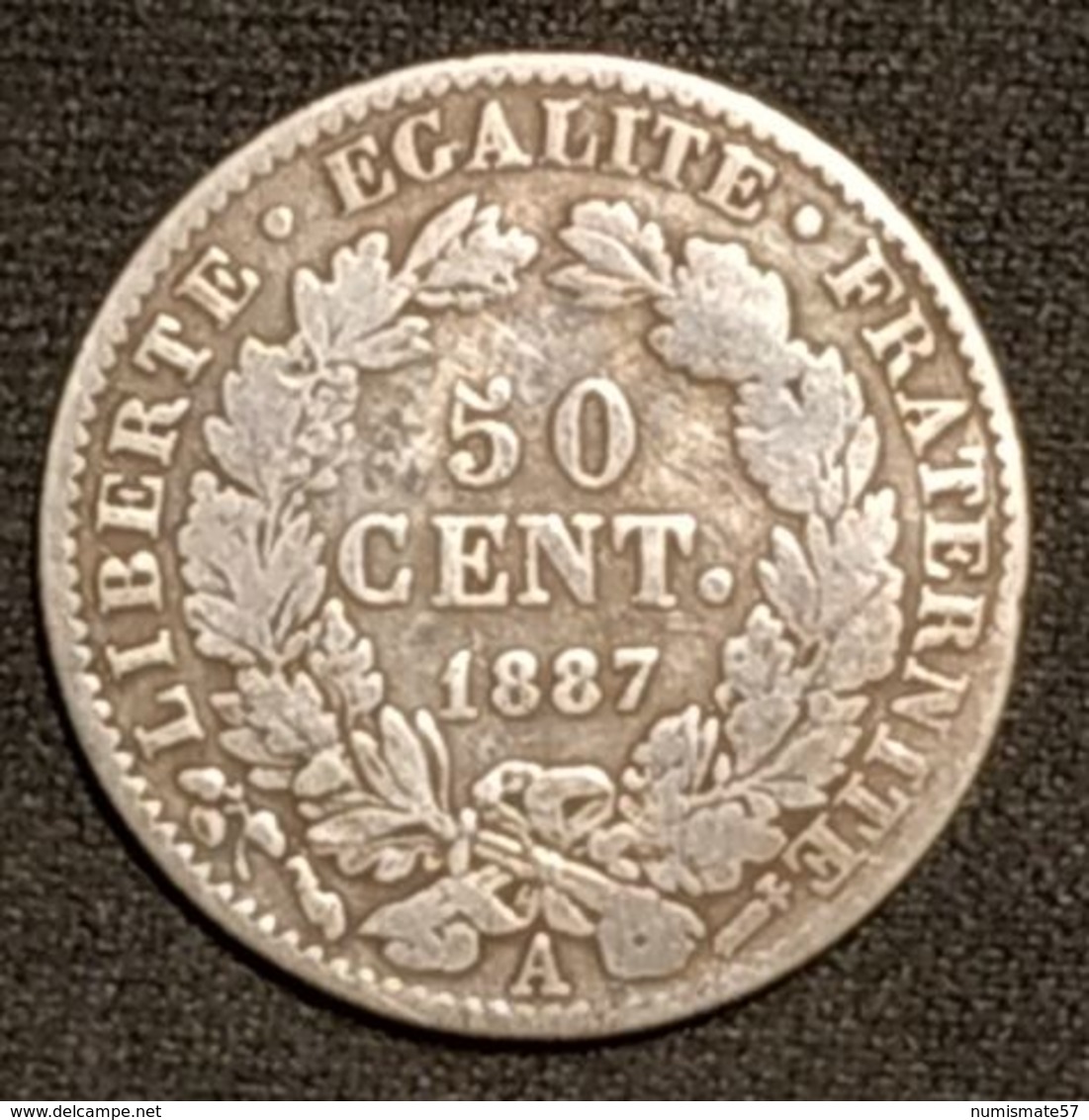 FRANCE - 50 CENTIMES Céres 1887 A - IIIe République - Argent - Silver - KM 834 - Autres & Non Classés