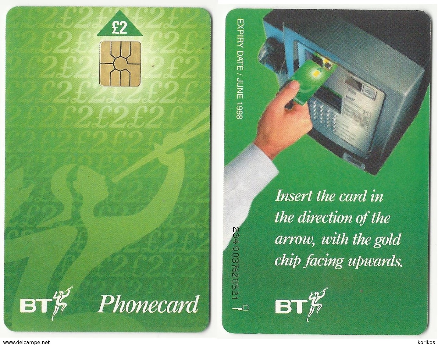 BT PHONECARD – GREAT BRITAIN - UK - INSTRUCTIONS – 1998 – GREEN - TWO POUNDS - USED - Sonstige & Ohne Zuordnung