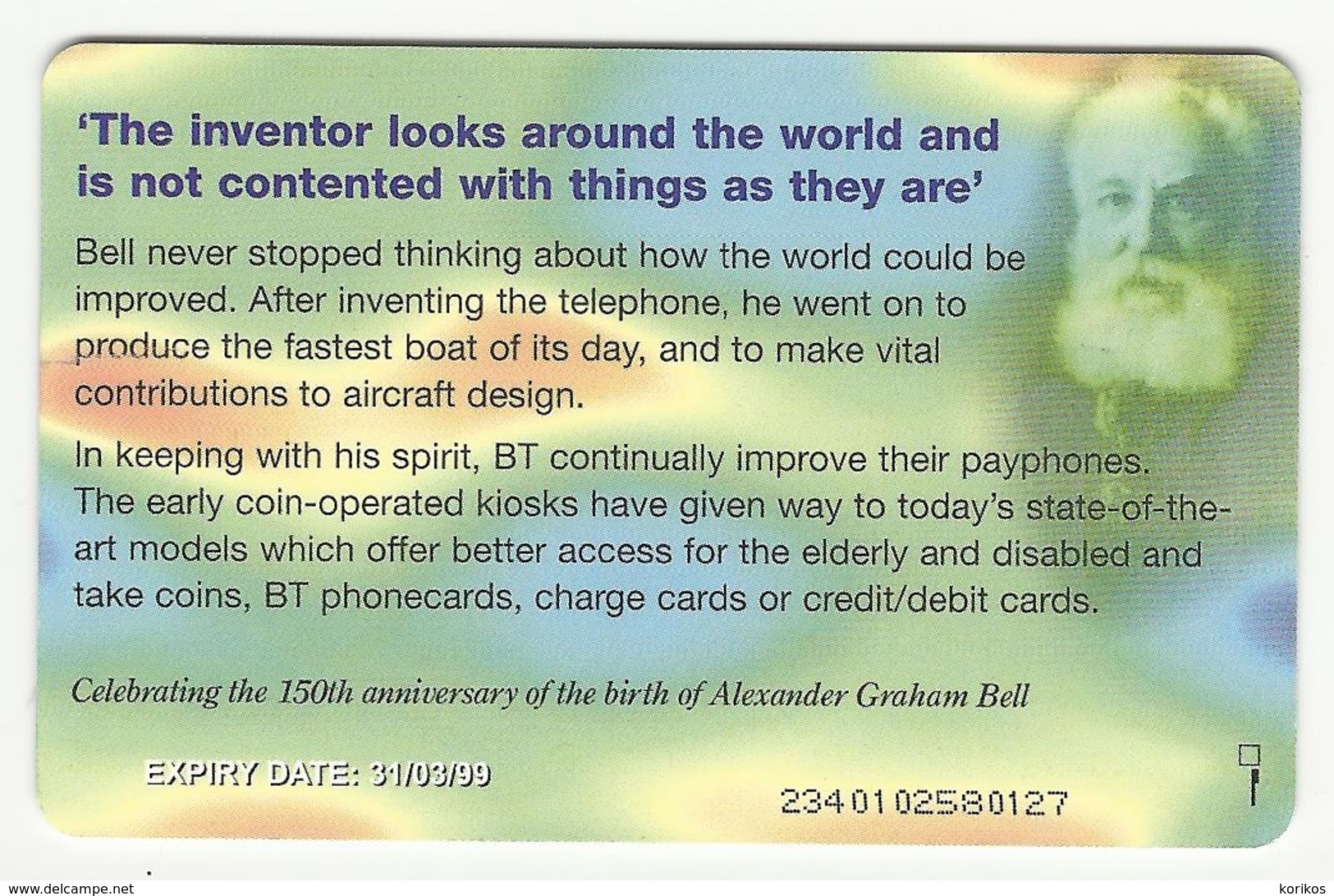 BT SPECIAL EDITION PHONECARD – 150 YEARS ALEXADER GRAHAM BELL – 1999 - UNITED KINGDOM – USED - Autres & Non Classés