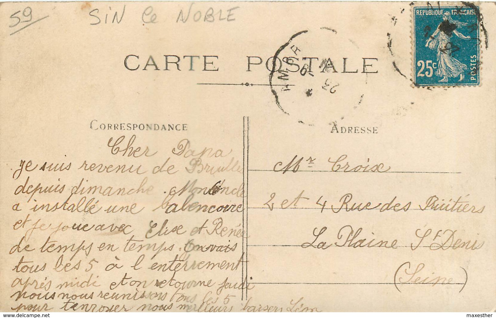 SIN LE NOBLE Monument Aux Morts 1914-1918 - Carte Photo - - Sin Le Noble