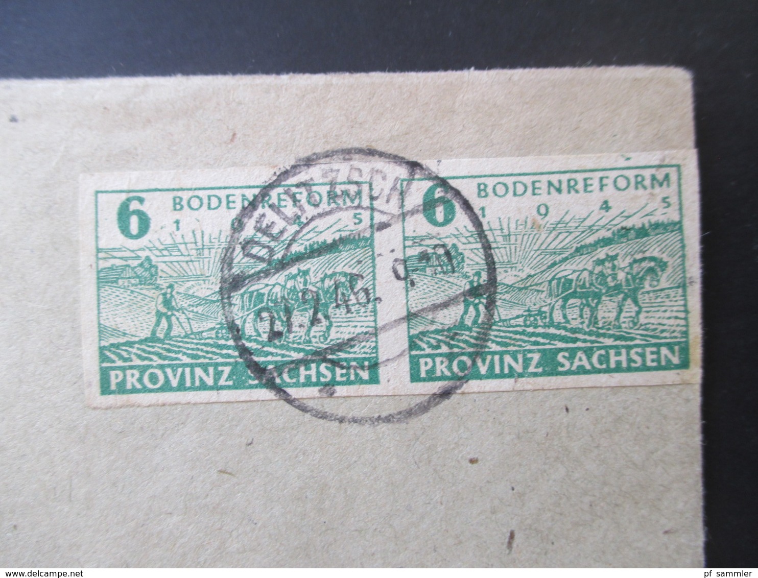 SBZ 1946 Provinz Sachsen Nr. 85 Waagerechtes Paar MeF Fernbrief Delitzsch Naach Reichenbach Vogtland - Andere & Zonder Classificatie