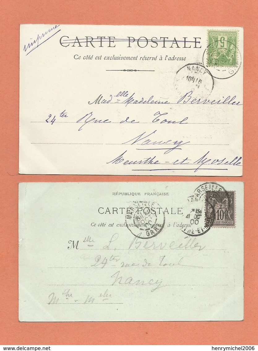 13 Marseille   Lot 2 Cpa Cachet 1900 Et 1899 - 1877-1920: Semi-moderne Periode