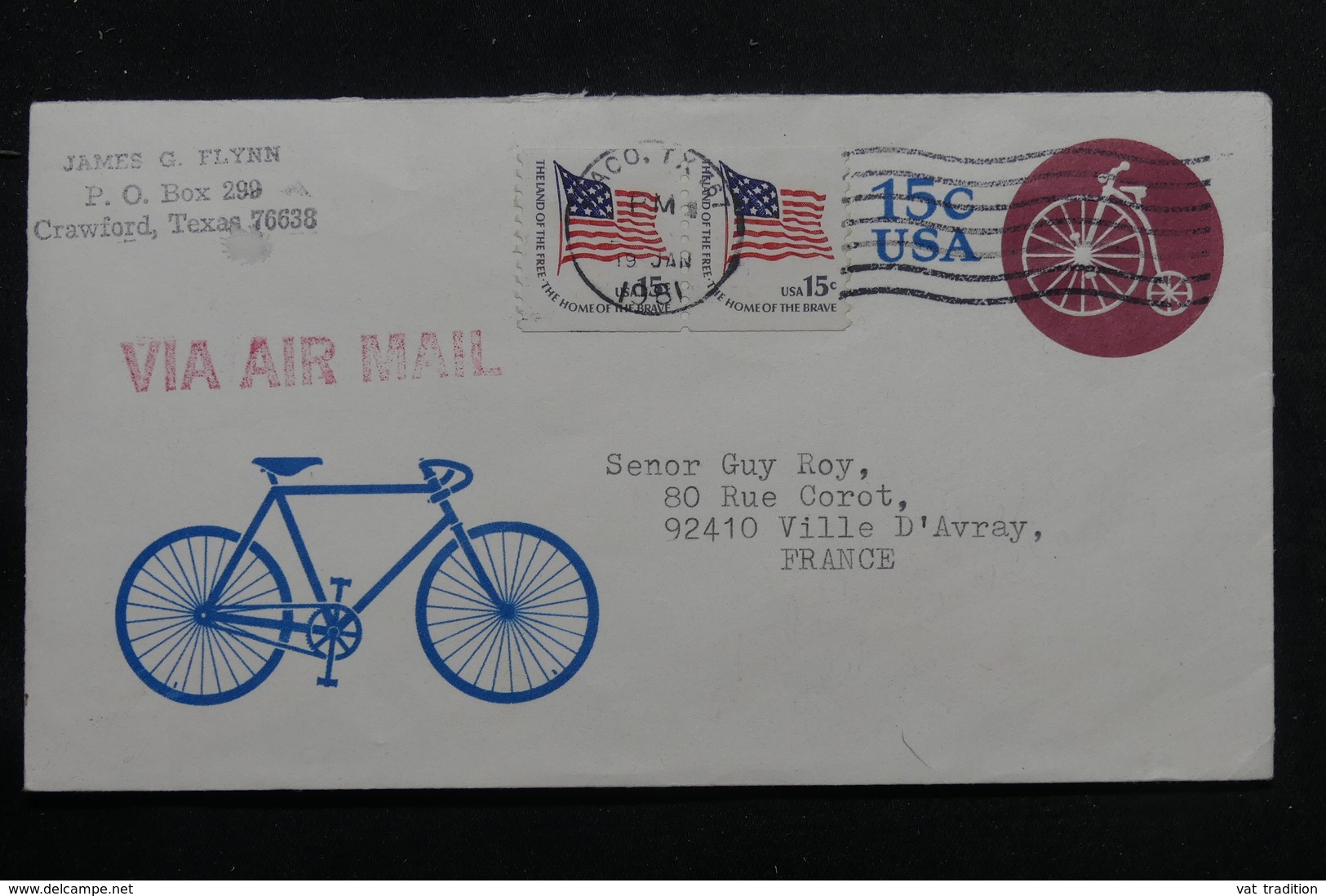 ETATS UNIS - Entier Postal  ( Vélo ) + Compléments De Crawford Pour La France En 1981  - L 56027 - 1981-00