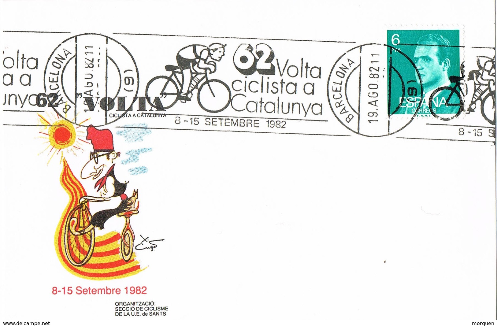 36109. Tarjeta BARCELONA  1982. Rodillo 62 Volta Ciclista Catalunya. Ciclismo - Covers & Documents