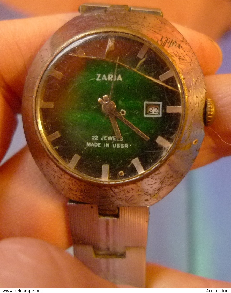 Vintage USSR Soviet Mechanical Wrist Watch Zarya Zarja ZARIA 22 Jewels For Parts - Montres Anciennes