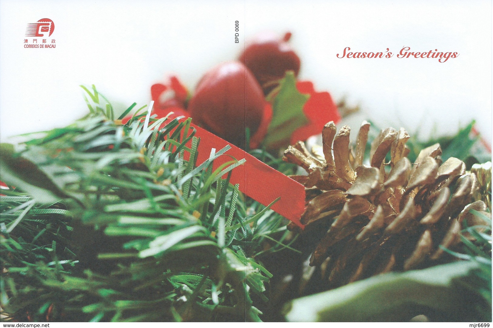 MACAU 2012 CHRISTMAS GREETING CARD & POSTAGE PAID COVER FIRST DAY USAGE TO COLOANE POST - Interi Postali