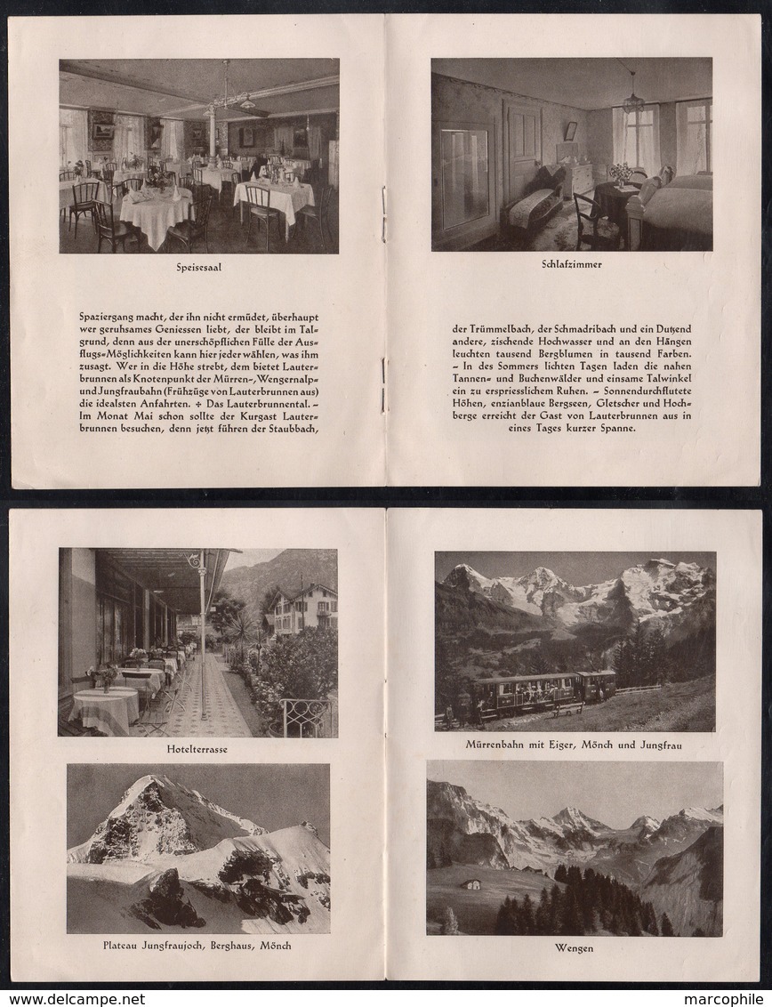 SUISSE - SCHWEIZ - LAUTERBRUNNEN - BERNER OBERLAND / HOTEL RESTAURANT DEPLIANT PUBLICITAIRE ANCIEN (ref 3847) - Dépliants Touristiques