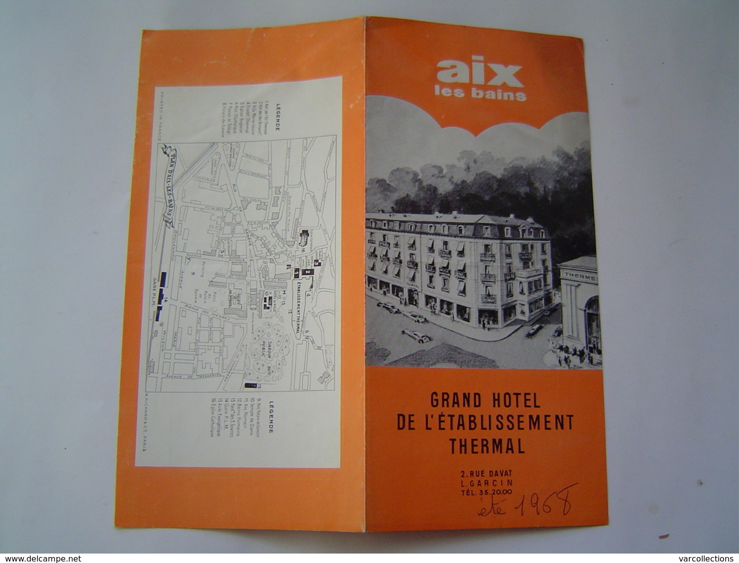 DEPLIANT TOURISME 1968 : GRAND HOTEL THERMAL / AIX LES BAINS / SAVOIE - Dépliants Touristiques