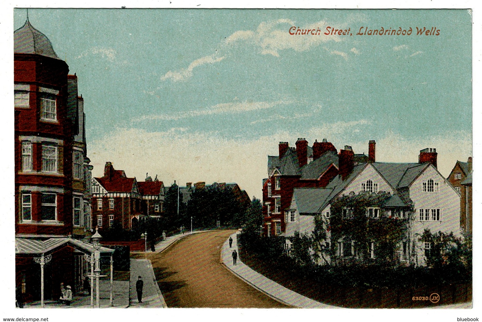 Ref 1347 - Early Postcard - Church Street Llandrindod Wells - Radnorshire Wales - Radnorshire