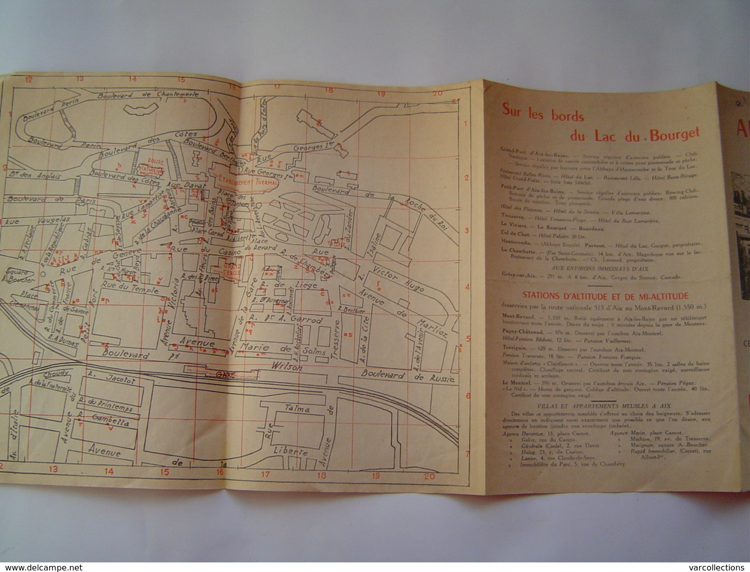 DEPLIANT TOURISME 1949 : LISTE D' HOTELS / STATION THERMALE - AIX LES BAINS / SAVOIE - Dépliants Touristiques