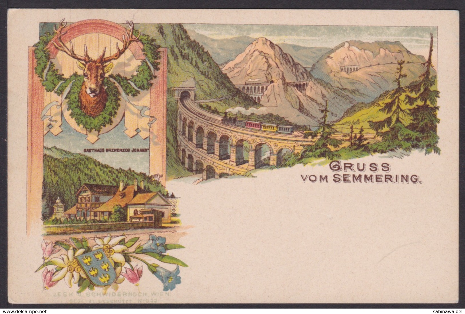 AK / Litho / Semmering / Gasthaus Erzherzog Johann / Viadukt   ...  ( F 49  ) - Semmering