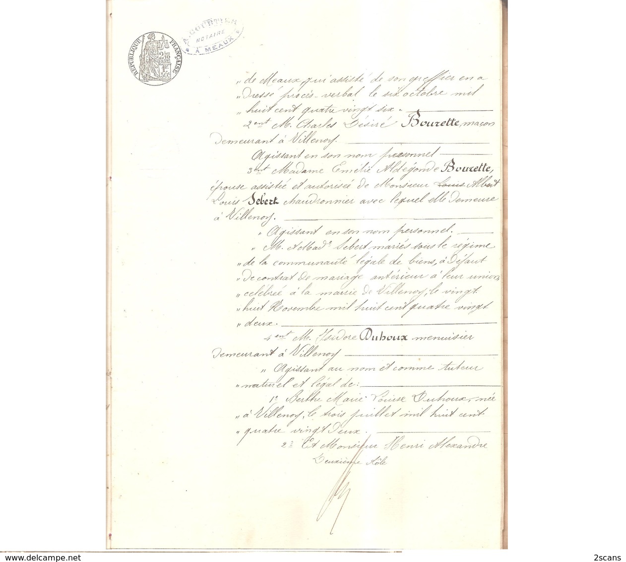 77 - VILLENOY - Inventaire Après Décès De Madame BOURETTE (née GERMAIN) - 21 Mars 1890 - Maître COURTIER Notaire à Meaux - Villenoy