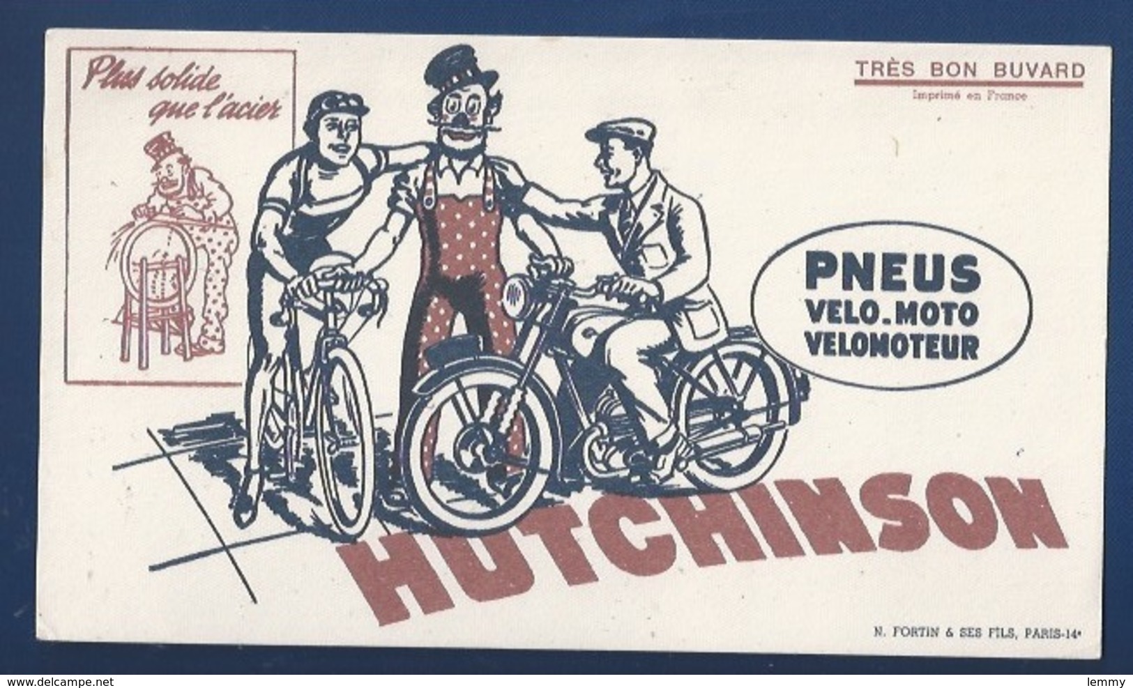 BUVARD - ILLUSTRÉ - PNEUS HUTCHINSON POUR VÉLO ET MOTO - Motos & Bicicletas