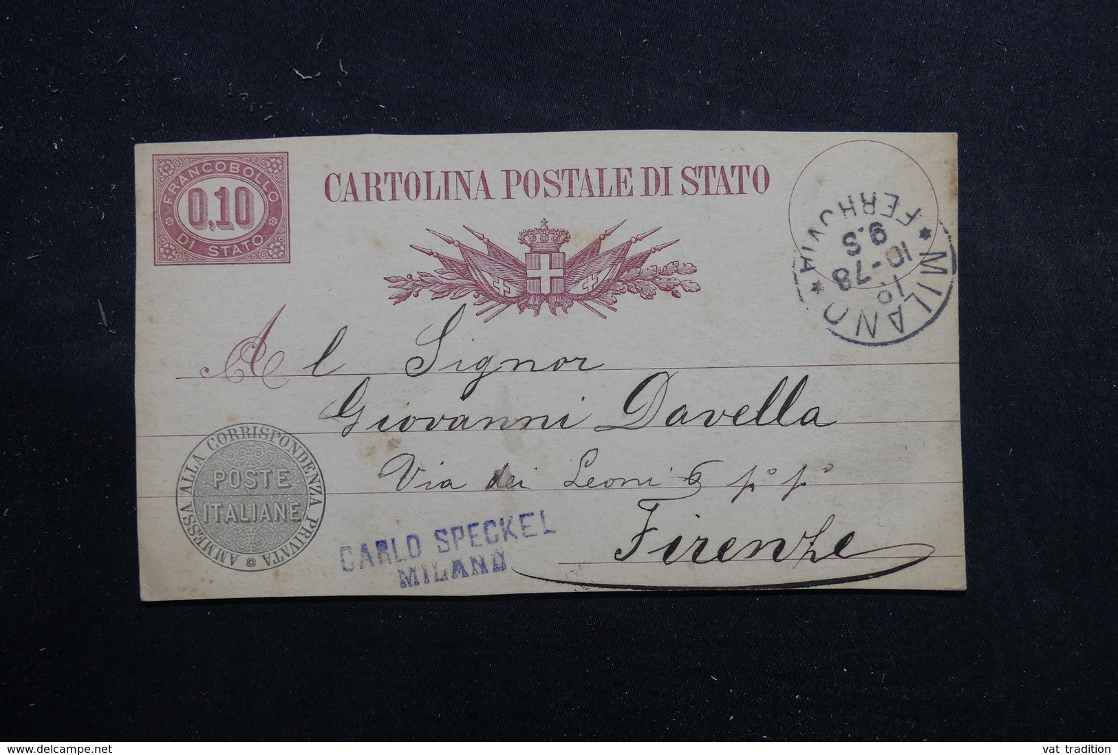 ITALIE - Entier Postal De Milano Pour Firenze En 1878 - L 56075 - Interi Postali