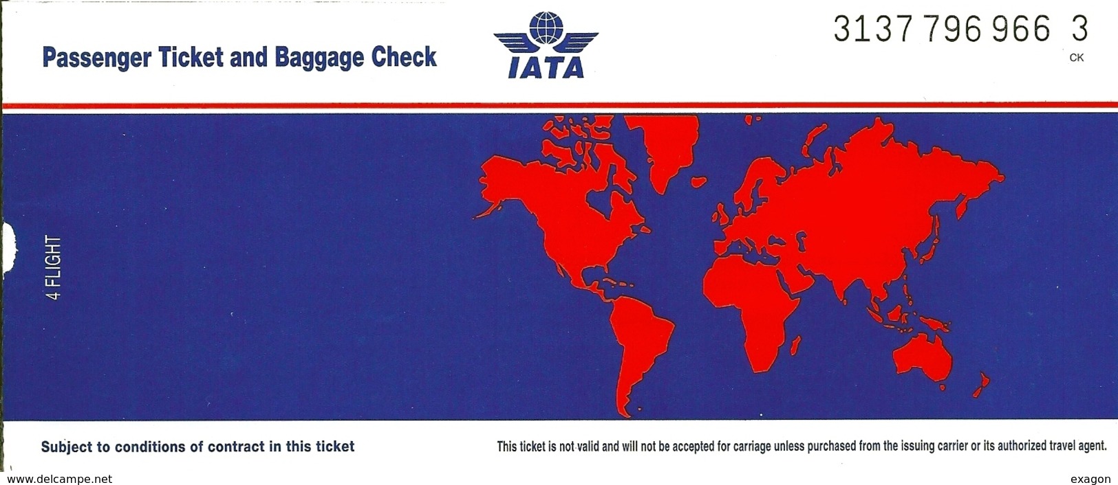 PASSENGER TICKET AND BAGGAGE CKECK  - MERIDIANA 2000 - CT /NA - Europa