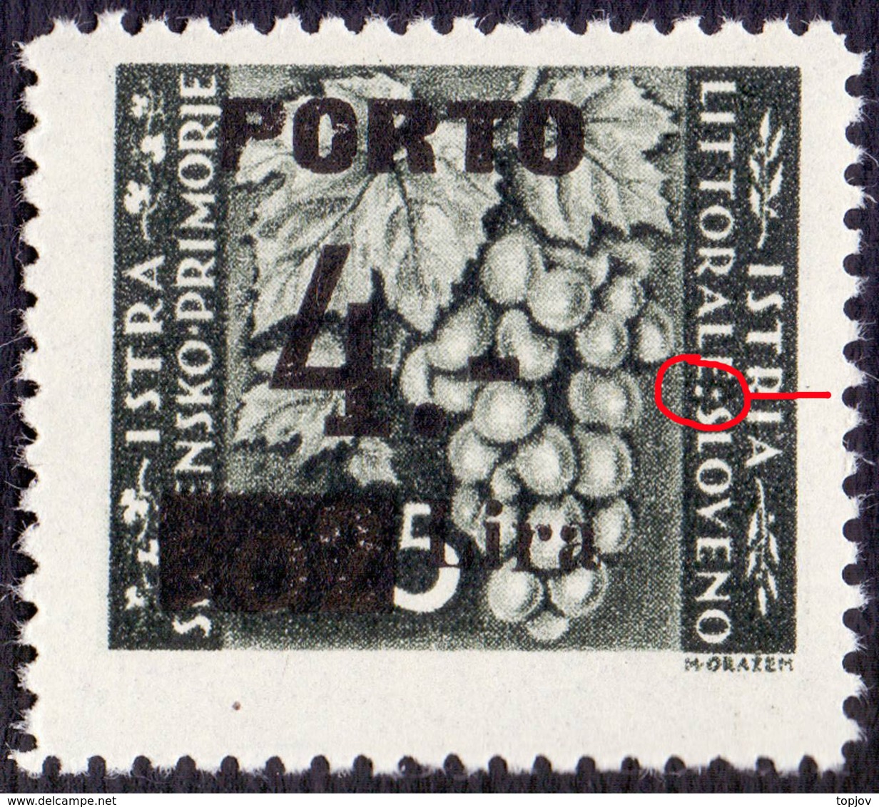 SLOVENIA - TRIESTE - ZONA B - LITORALE - PORTO  ERRORE "due Punti" - Sassone  16B  - **MNH - 1946 - RARE - Segnatasse