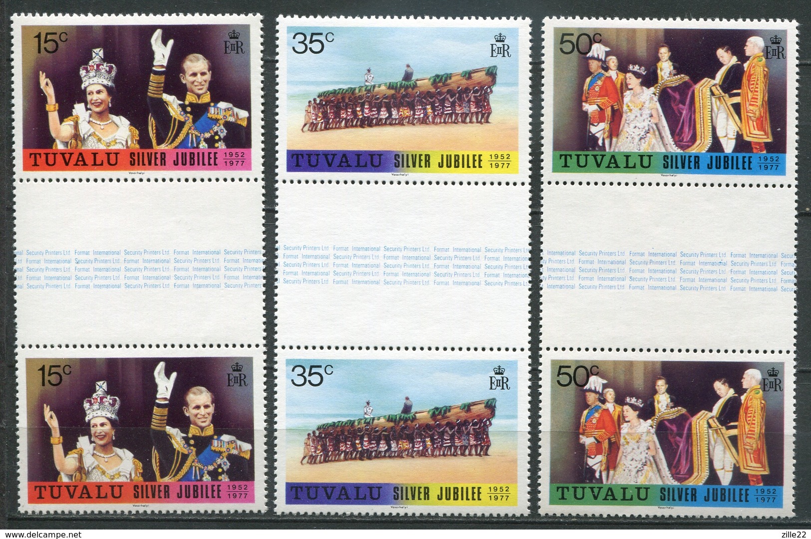 Tuvalu Mi# 43-5 Zwischensteg Postfrisch MNH - QEII - Tuvalu