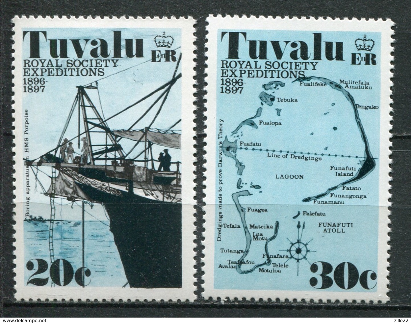 Tuvalu Mi# 54-7 Postfrisch MNH - Ships Darwin Maps - Tuvalu (fr. Elliceinseln)