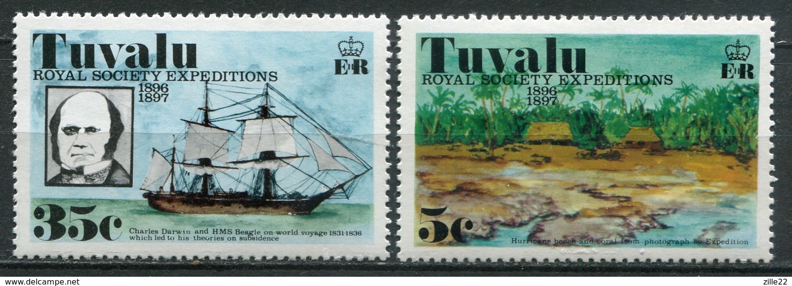 Tuvalu Mi# 54-7 Postfrisch MNH - Ships Darwin Maps - Tuvalu (fr. Elliceinseln)