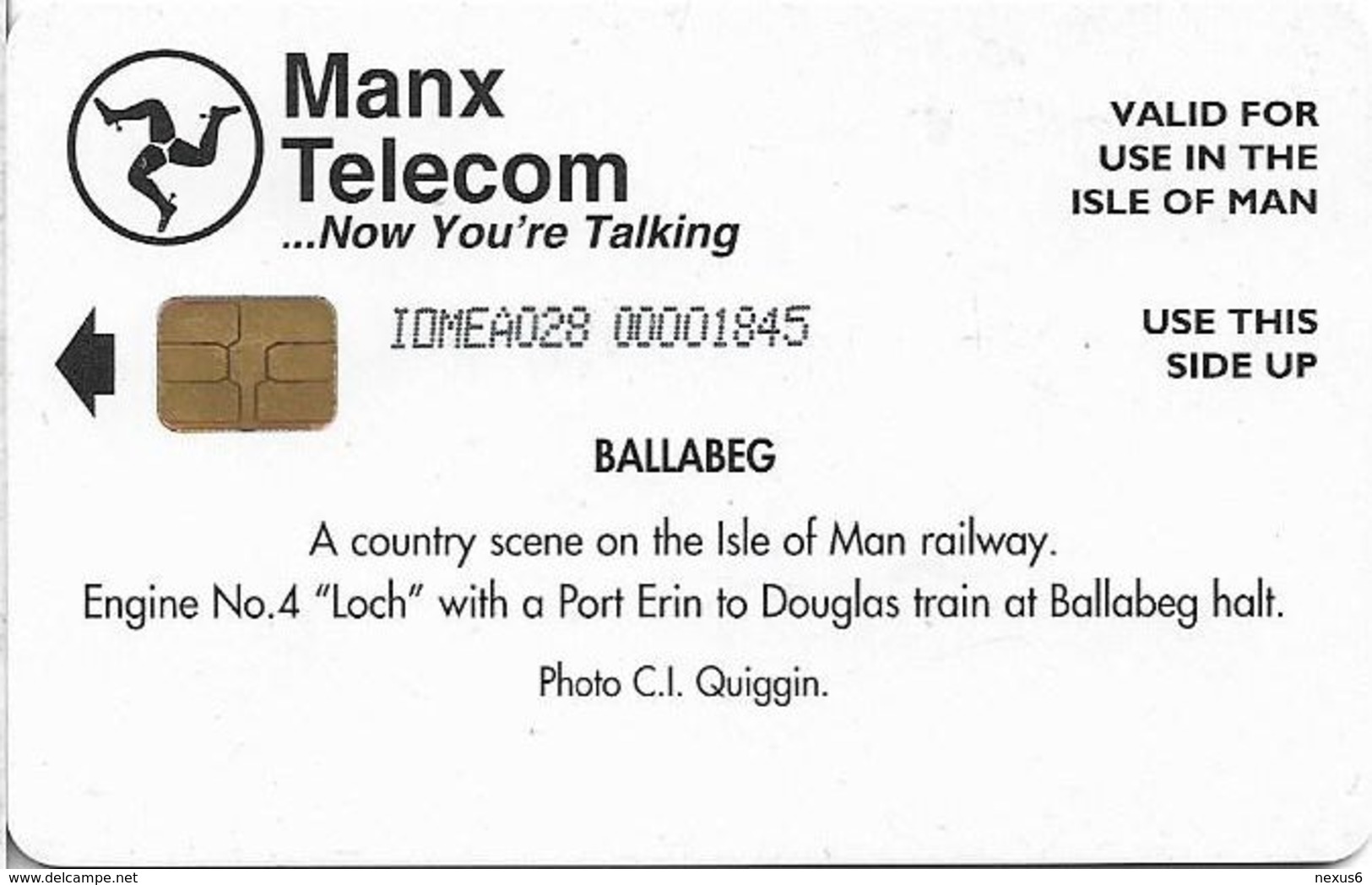 Isle Of Man - Chip - Steam Trains - Ballabeg Station - 1998, 5.000ex, Used - Man (Ile De)