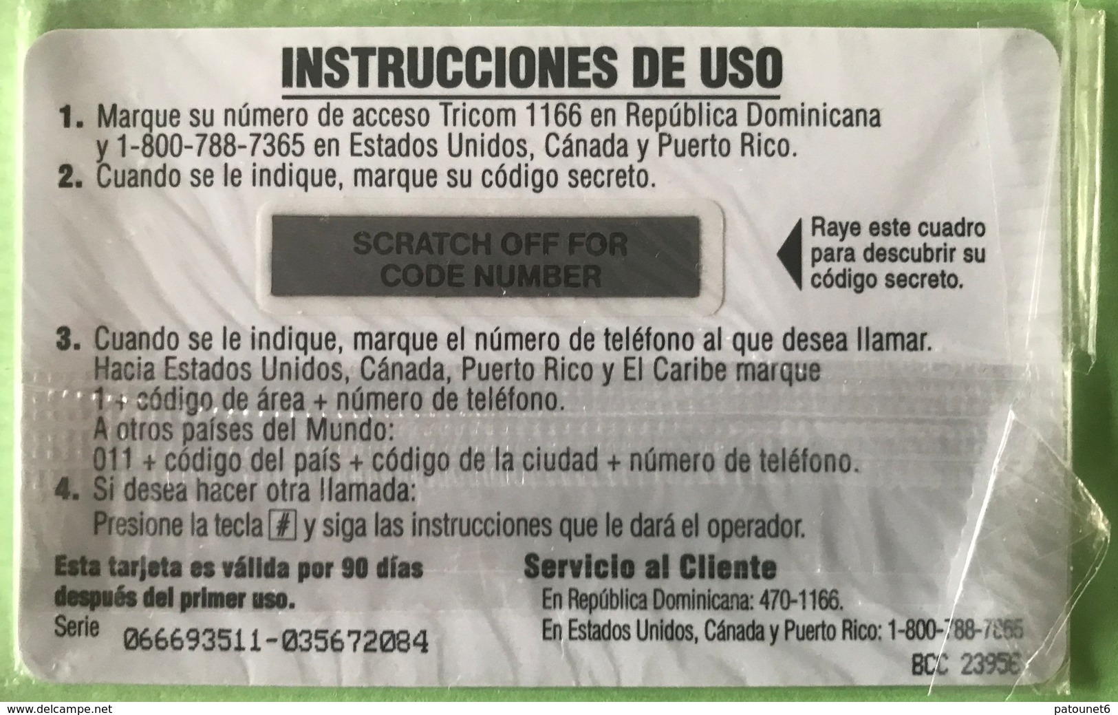 DOMINICAINE  -  Prepaid  -  TRICOM EFECTIVA  - $50 - Dominicana