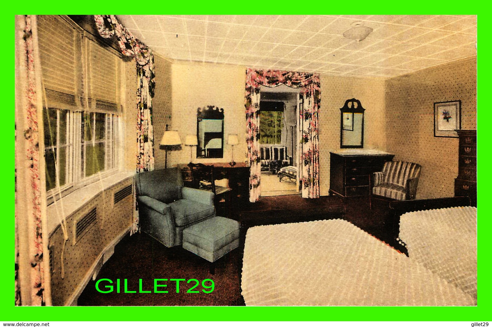 SARATOGA SPRINGS, NY - TWIN BEDDED BEDROOM, NEW ADDITION THE GIDEON PUTNAM - TRAVEL IN 1952 - - Saratoga Springs