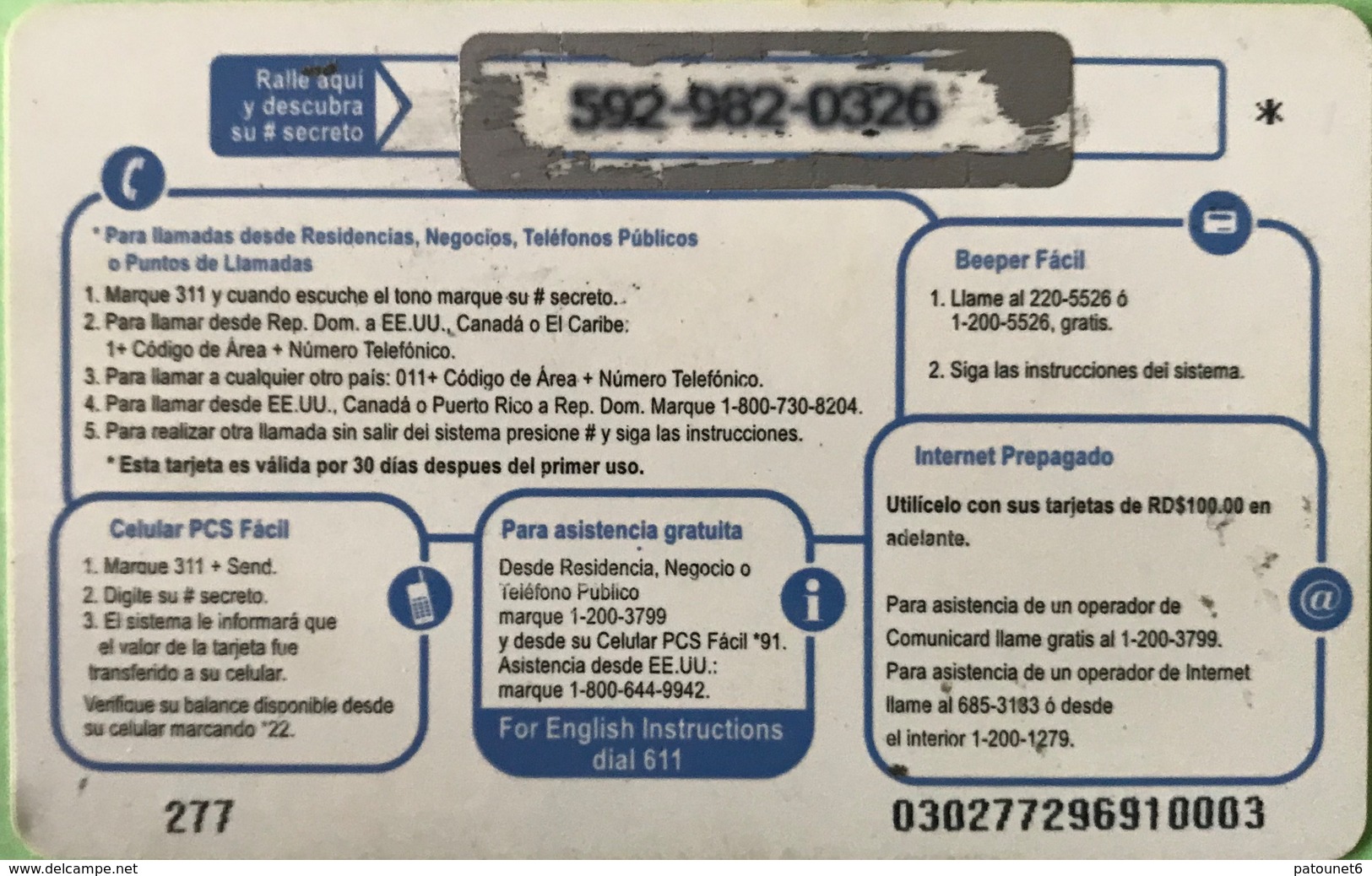 DOMINICAINE  -  Prepaid  -  CODETEL - ComuniCard  -  RD$50 - Dominicana