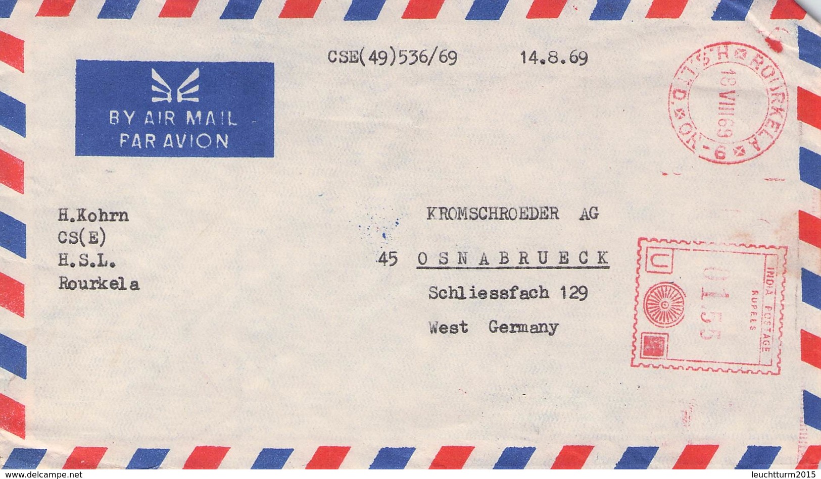 JAPAN - LUFTPOST 1969 ROURKELA - OSNABRÜCK /ak612 - Covers & Documents