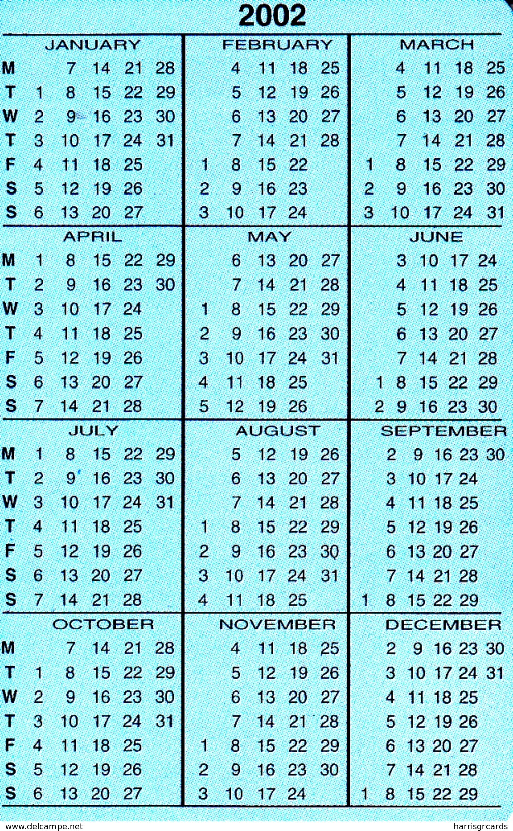 SUDAN - Calendar 2002, Sudatel Phonecard 300 Units, Chip Siemens 35,Sample No Chip And No CN - Sudan