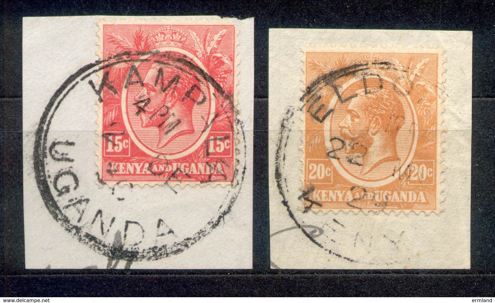 Kenya And Uganda - Kenia Und Uganda 1922 - Michel Nr. 5 - 6 O Auf Papier, Stempel Kampala Und Eldoret - Kenya & Oeganda