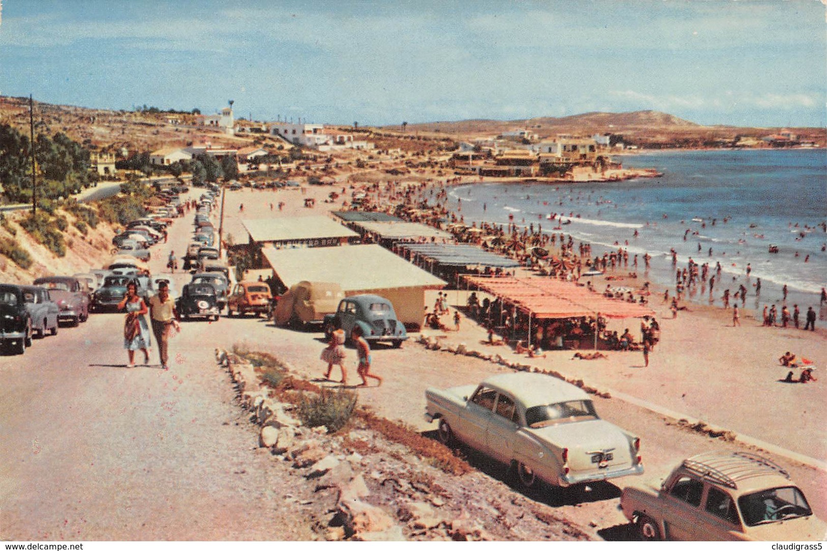 1111 "ALICANTE -SPIAGGIA"ANIMATA AUTO ANNI 50 CARTOL ORIGINALE - Alicante