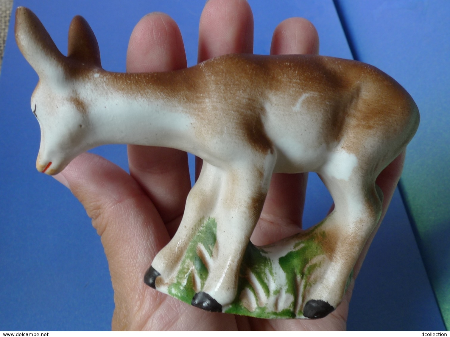 Antique Latvia Porcelain Bisque Figurine Animal Roe Deer Donkey Collectibles - Autres & Non Classés