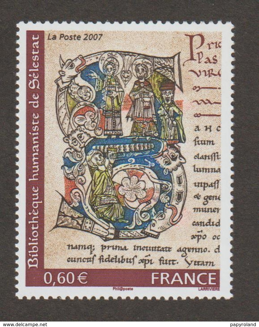 TIMBRE - 2007  -    Bibliothèque Humaniste De Sélestat -   N° 4013  -     "Lettrine Enluminée "   Neuf Sans Charnière - Unused Stamps