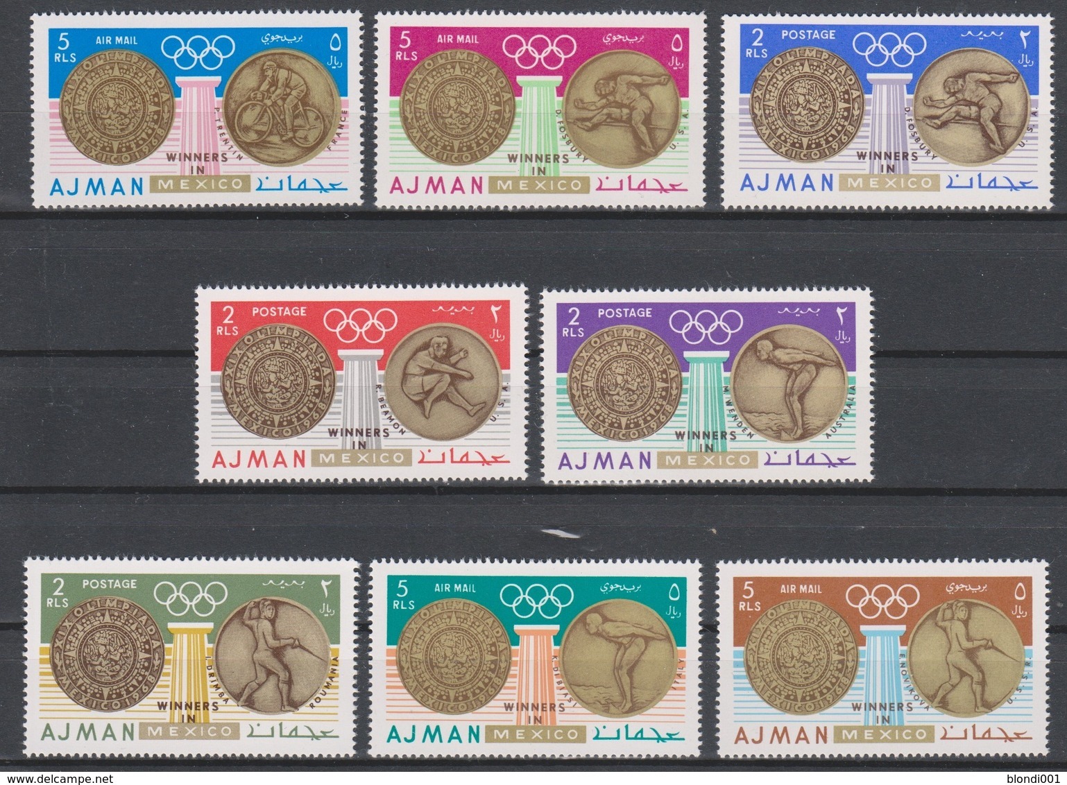 Olympics 1968 - Fencing - Cycling - AJMAN - Set 8v Perf. Ovp MNH - Zomer 1968: Mexico-City