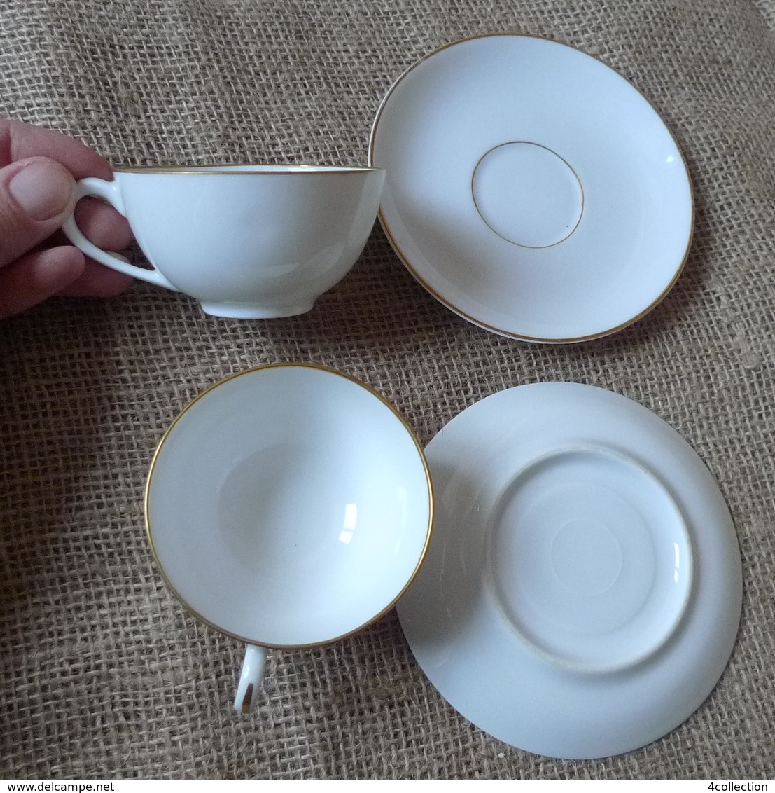 Scandinavian Pottery Sweden Lidkoping Alp 2x Porcelain Coffee Cup & Saucer White