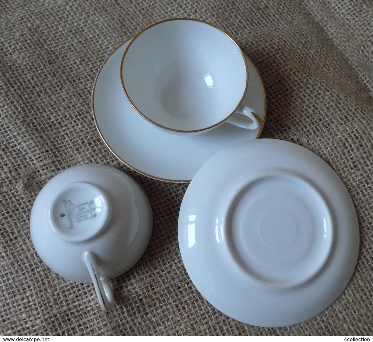 Scandinavian Pottery Sweden Lidkoping Alp 2x Porcelain Coffee Cup & Saucer White