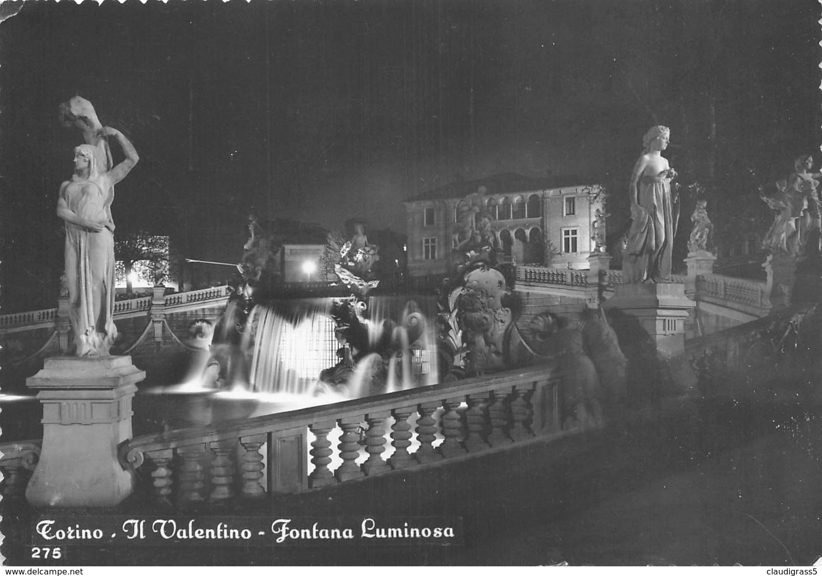 1114 "TORINO -IL VALENTINO -FONTANA LUMINOSA " CARTOL ORIGINALE - Castello Del Valentino