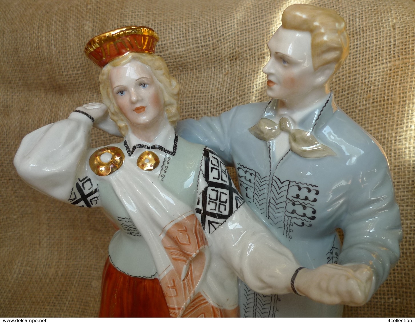 USSR Soviet Latvia Riga Porcelain Factory Figurine FOLK DANCE Zina Ulste 1st Grade 13" - Other & Unclassified