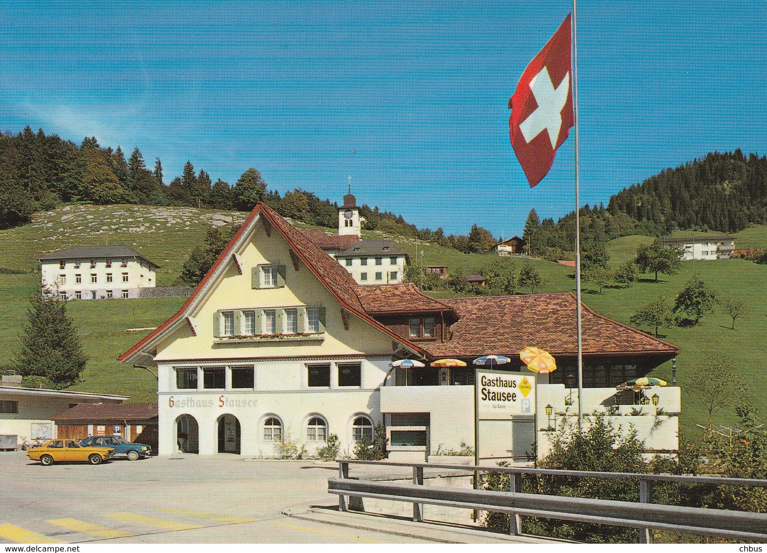Innerthal, Gasthaus Stausee Am Wägitalersee; Opel Ascona - Innerthal