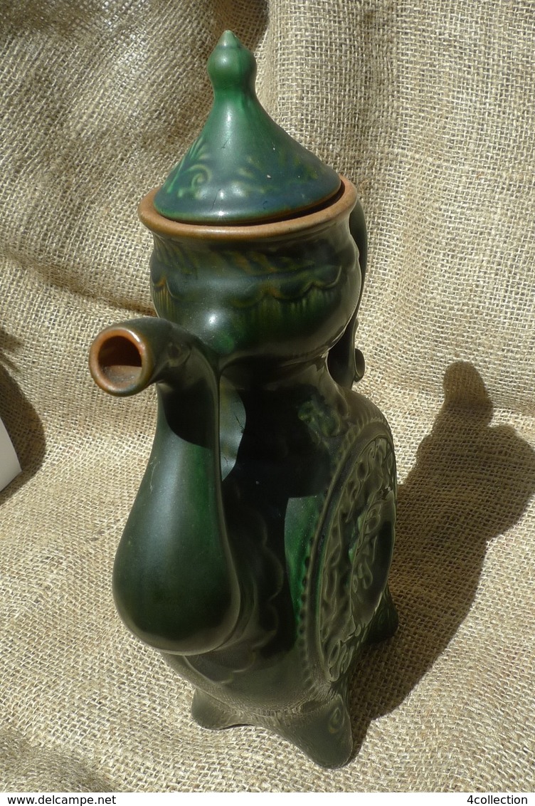 VTG USSR Soviet KUNGUR Ceramic anniversary Green Kvass Jug Pircher Kettle marked