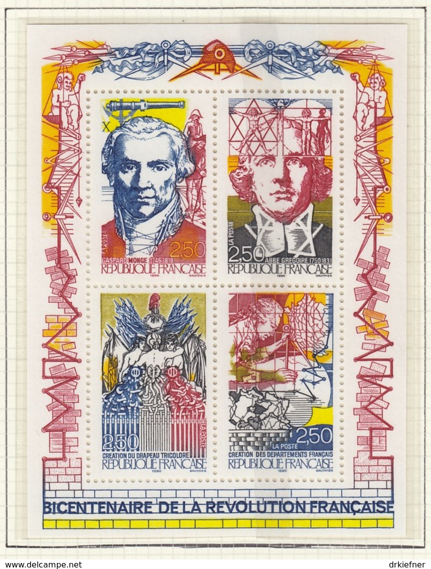 FRANKREICH  Block 10, Postfrisch **, 200. Jahrestag Der Französischen Revolution 1990 - Ungebraucht