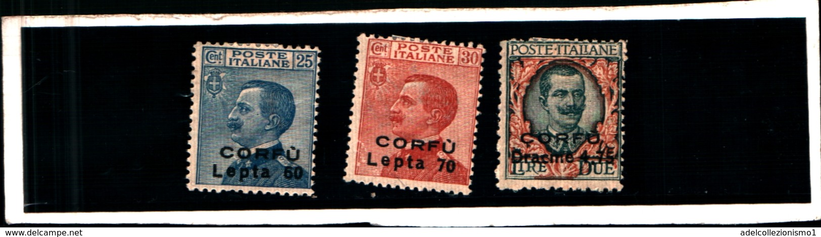 93459) ITALIA.- Serie Ordinaria Sovrastampata CORFU E Valuta Greca - (Non Emessi) - 1923-MLH* - Corfu