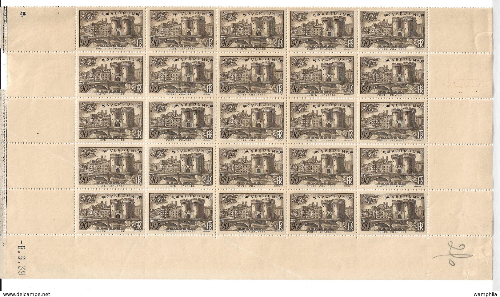 France N°445** Fragment De  Feuille De 65 Timbres Cote 91€ . - Feuilles Complètes