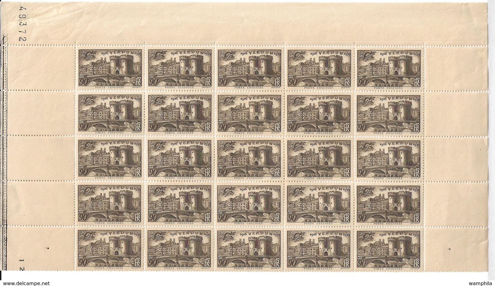 France N°445** Fragment De  Feuille De 65 Timbres Cote 91€ . - Feuilles Complètes