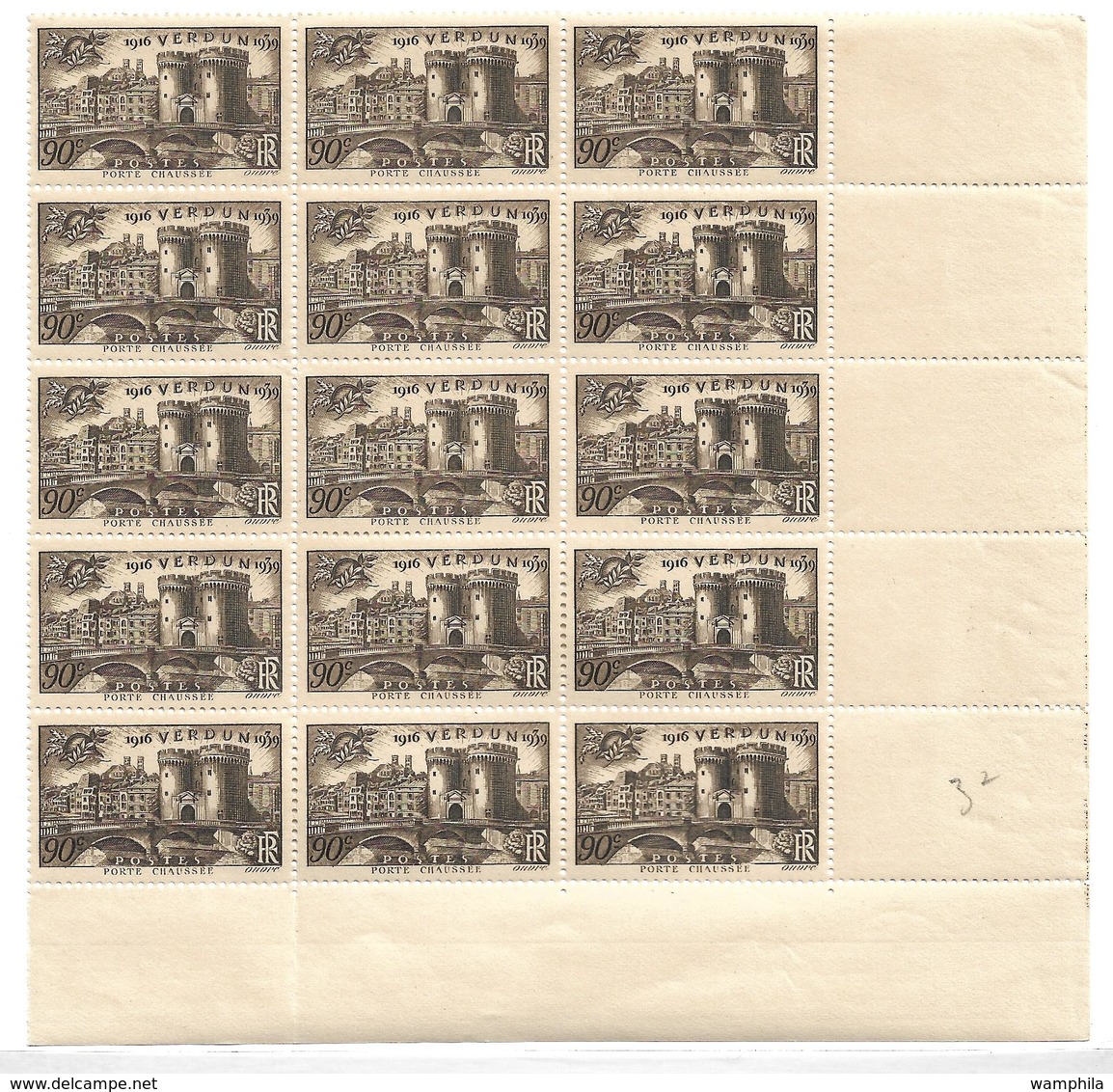 France N°445** Fragment De  Feuille De 65 Timbres Cote 91€ . - Feuilles Complètes