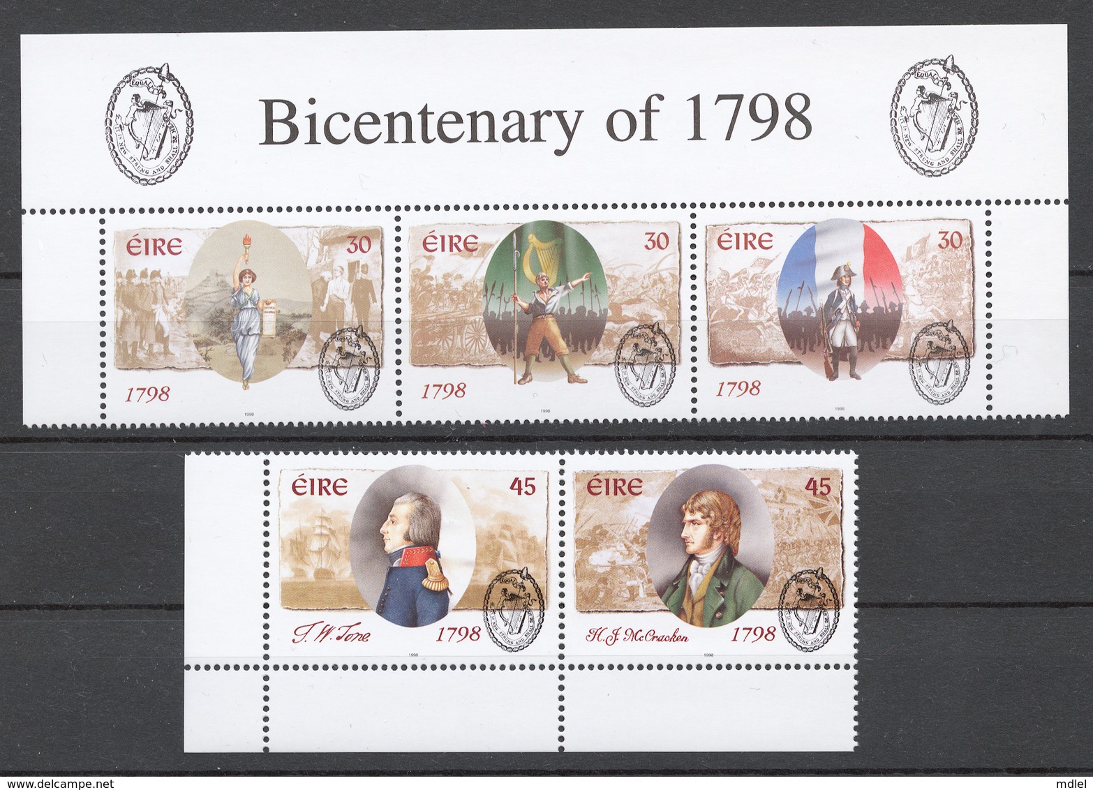 Ireland 1998 Mi# 1063-67** 1798 REBELLION, BICENTENARY - Neufs