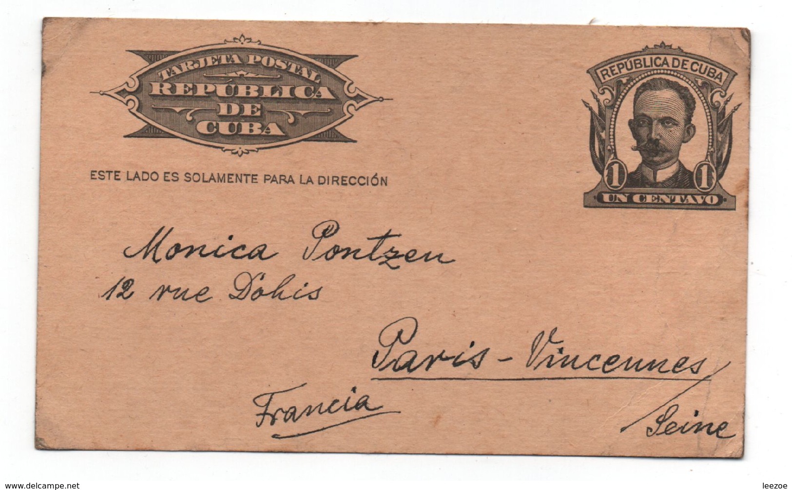 Entier Postal République De Cuba Avec Dessin Fait Main ? HABANA CUBA 1939........................E1 - Andere & Zonder Classificatie