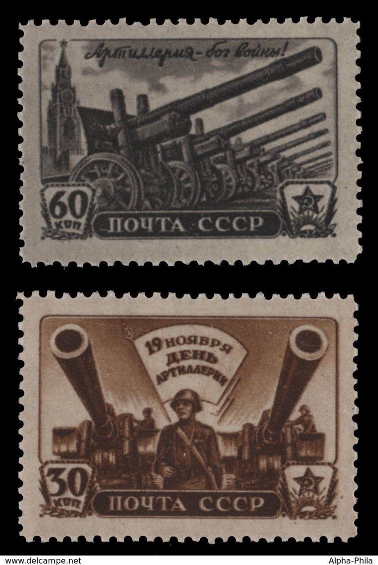 Russia / Sowjetunion 1945 - Mi-Nr. 997-998 ** - MNH - Tag Der Artillerie - Ungebraucht