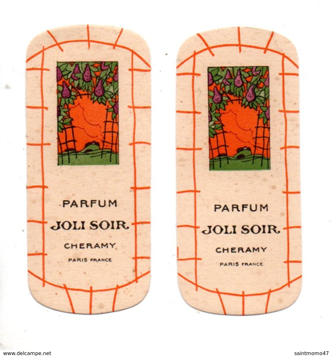 2 CARTES PARFUMÉES . PARFUM " JOLI SOIR " . CHERAMY PARIS - Réf. N°10162 - - Zonder Classificatie